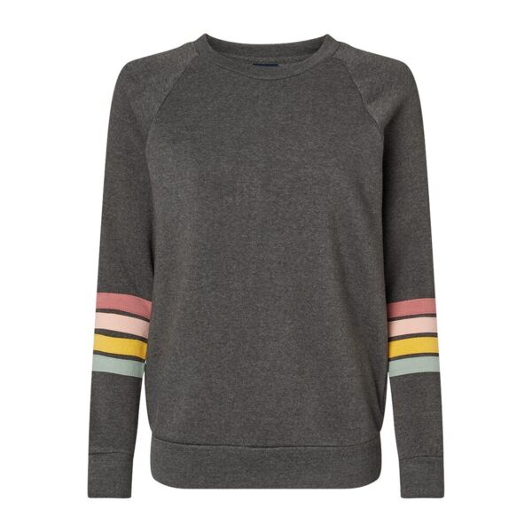 Women's Striped Sleeves Crewneck Sweatshirt Thumbnail