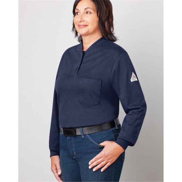 Women's Long Sleeve Tagless Henley Shirt Thumbnail