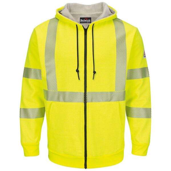 Men's Tall Hi-Visibility Zip-Front Hooded Fleece Sweatshirt with Waffle Lining Thumbnail