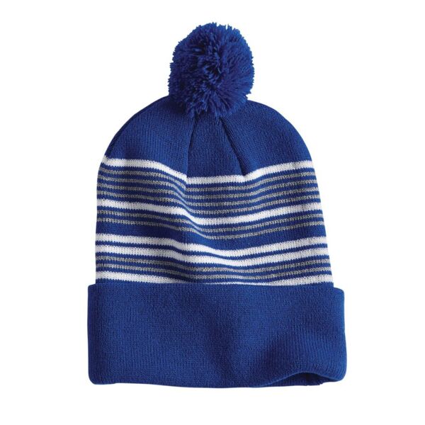 12" Striped Pom-Pom Knit Cap Thumbnail