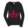 Ladies Long Sleeve Fan Favorite V Neck Tee Thumbnail